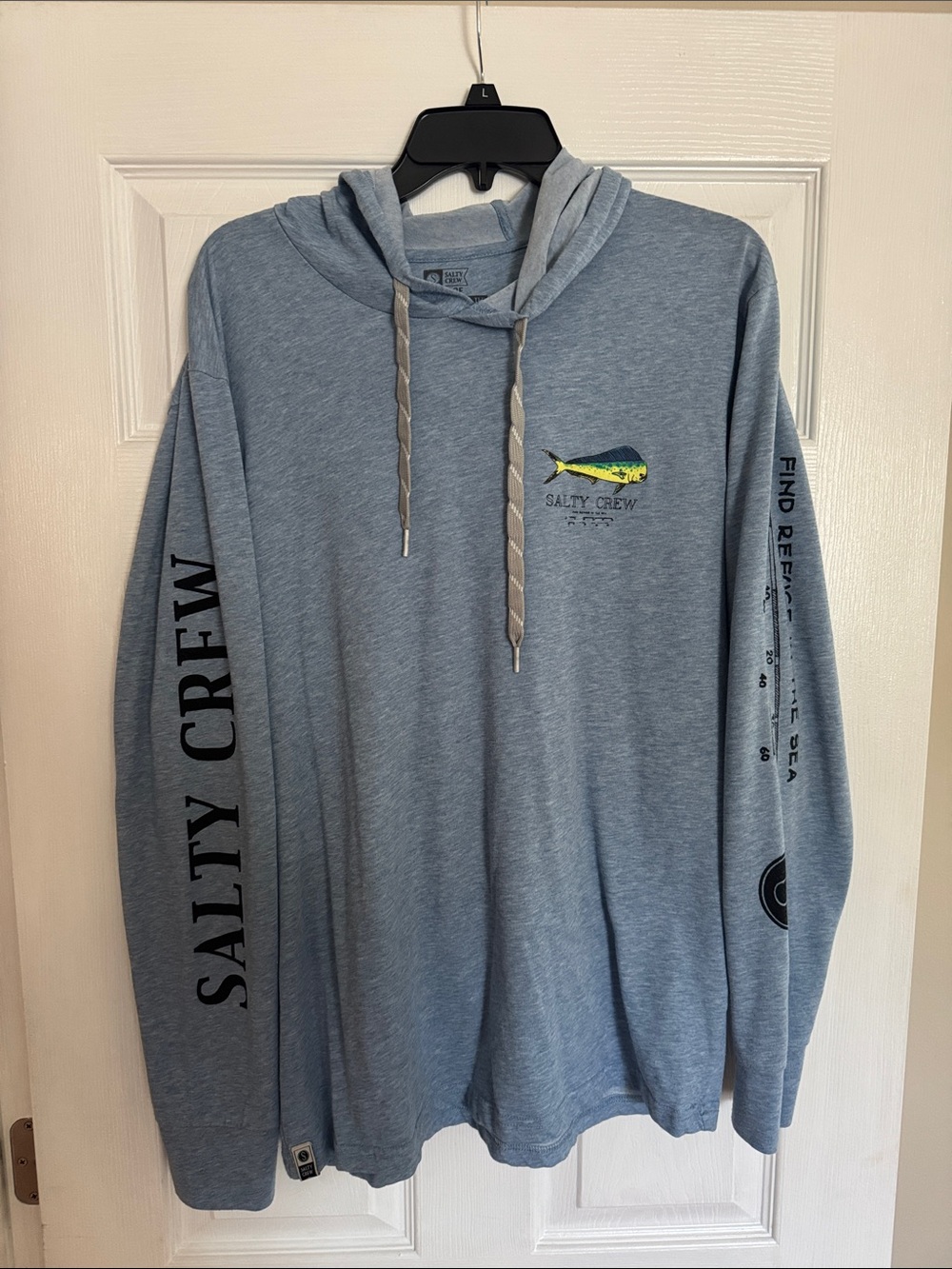 Salty Crew Light Blue Hooded Long-Sleeve Shirt